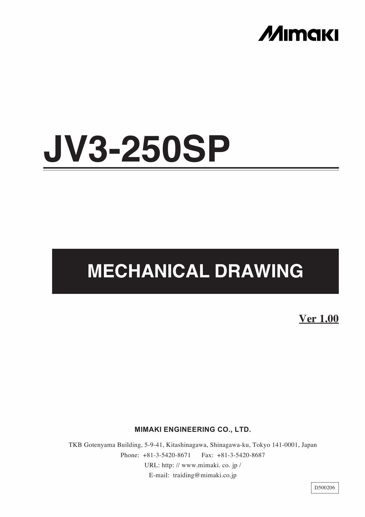 MIMAKI JV3 250SP MECHANICAL DRAWING Parts Manual-1